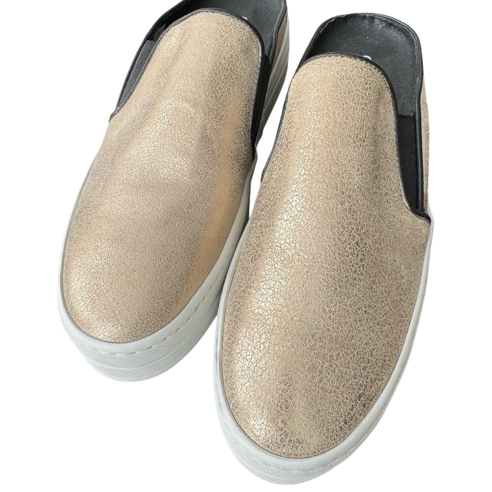 GABRIELLA MICHEL gold crinkle leather platforms, 8
